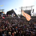 Crowds watch the performances on Day 3 of Glastonbury Festival 2023 on June 23, 2023 in Glastonbury, England. (Photo by Leon Neal/Getty Images)