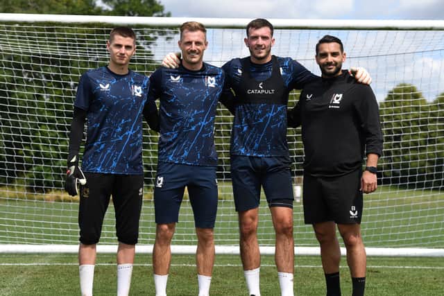 Dons’ new-look goalkeeper union - Ronnie Sandford, Craig MacGillivray, Nathan Harness and coach Erbil Bozkurt