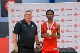 Emmanuel Onwuneme was voted MVP of the U13s game as he helped the South team to victory. Pic: Basketball England
