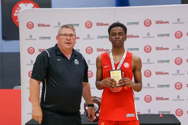 Emmanuel Onwuneme was voted MVP of the U13s game as he helped the South team to victory. Pic: Basketball England