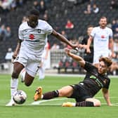 Jonathan Leko in action against Doncaster Rovers at Stadium MK