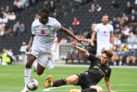 Jonathan Leko in action against Doncaster Rovers at Stadium MK