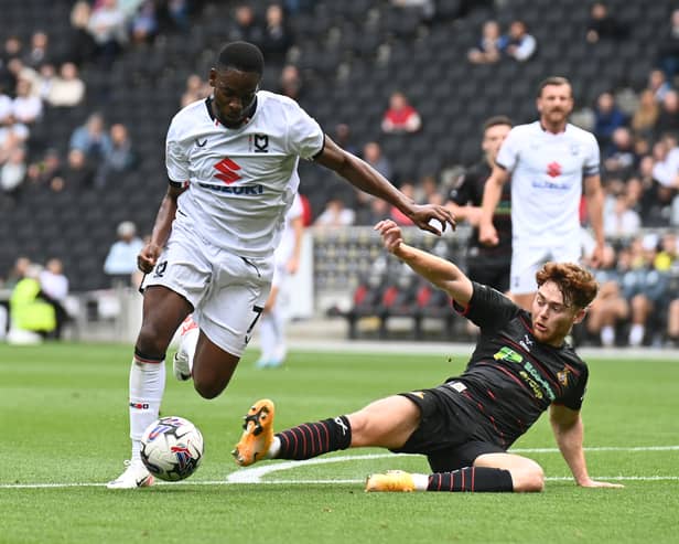 Jonathan Leko in action against Doncaster Rovers at Stadium MK