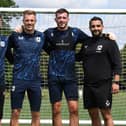 The MK Dons goalkeeping unit - Ronnie Sandford, Craig MacGillivray, Nathan Harness and coach Erbil Bozkurt