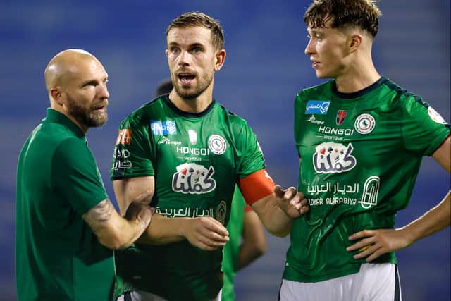 Jack Hendry, right, made 12 appearances on loan for MK Dons in 2016. Now he plays in the Saudi Pro League for Al-Ettifaq alongside England international Jordan Henderson Pic: Getty