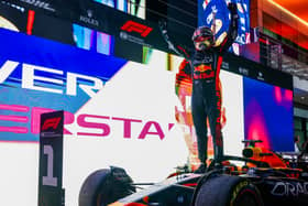 Max Verstappen celebrates his win in Sunday’s Qatar GP