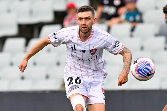 Jay O’Shea in action for Brisbane Roar against Macarthur