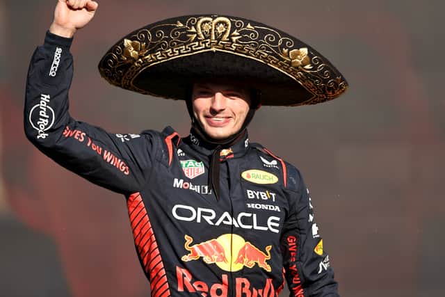 Max Verstappen celebrates his Mexican Grand Prix victory on Sunday