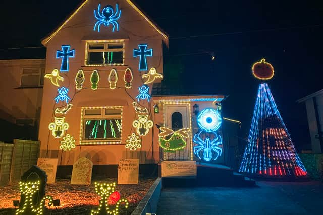 The family have pulled out all the stops with their Halloween display