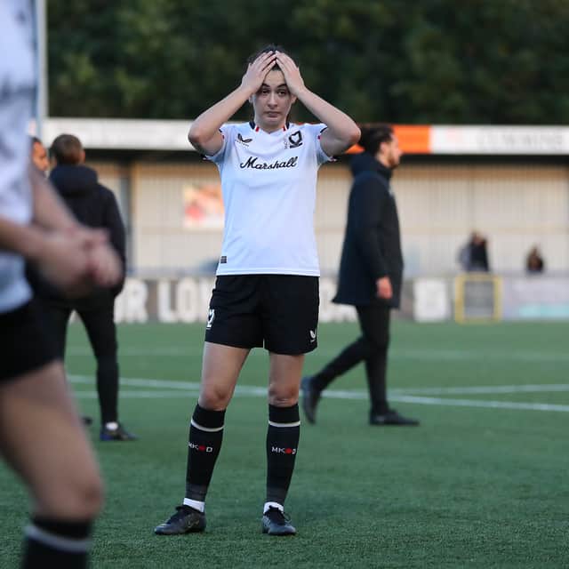 MK Dons Women were beaten by Portsmouth on Sunday. Pic: CTF Photography