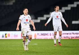 Jack Payne and MJ Williams look frustrated during the 1-1 draw with Grimsby