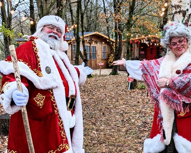 Craig Gillett, 61, as Santa, runs Santa's Grotto Frome alongside his sister Clare Perry, 59, Mrs Claus but is facing eviction over planning permission Picture: Santa's Grotto Frome / SWNS