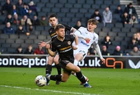 Emre Tezgel was denied his first MK Dons goal by this block