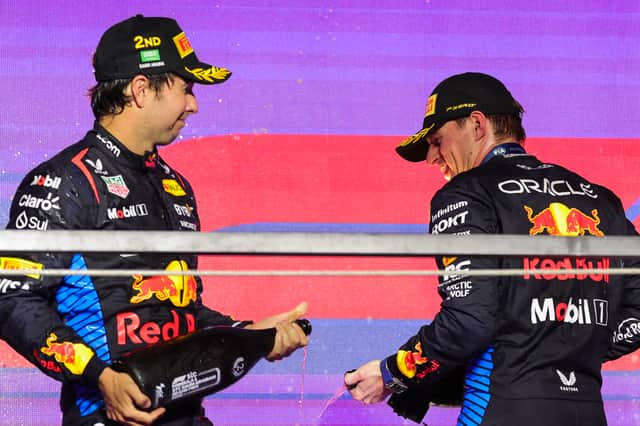 Sergio Perez and Max Verstappen on the podium in Jeddah