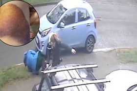 Video footage captures the woman, believed to be in her 30s, smashing into 67-year-old Shirley Smith and knocking her to the ground.  