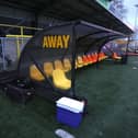 The away dugout at Harrogate Town