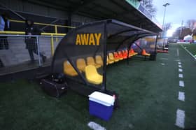 The away dugout at Harrogate Town