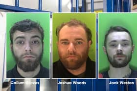 Callum Groves, Joshua Woods, and Jack Weston charged a convenience store and threatened a shopkeeper. 