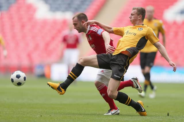 Alex Gilbey helped Newport County to promotion to the Football League in 2013 with their win over Wrexham at Wembley