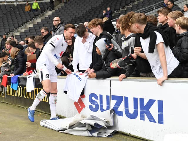 The players and staff lapped the Stadium MK pitch to sign and pose for pictures with supporters after the game.
Here are a selection of the pictures from Jane Russell