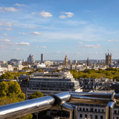 Incredible view of London from the penthouse at the Cavendish Hotel.
