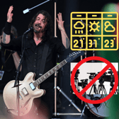 As Foo Fighters embark on their first of two London shows tomorrow (June 20 2024), what is the weather going to be like around the London Stadium, and what should you not be bringing with you to see Dave Grohl and company? (Credit: Getty Images/Canva)