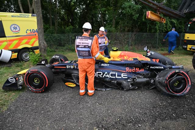 Sergio Perez caused significant damage to his car in qualifying on Saturday