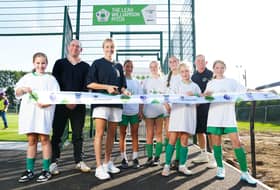 Leah Williamson at Newport Pagnell FC with the Football Foundation. Pic: Jed Leicester
