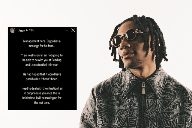 UK drill artist Digga D has announced he is dropping out of Leeds and Reading Festival 2024 - nearly a week before the festival begins.