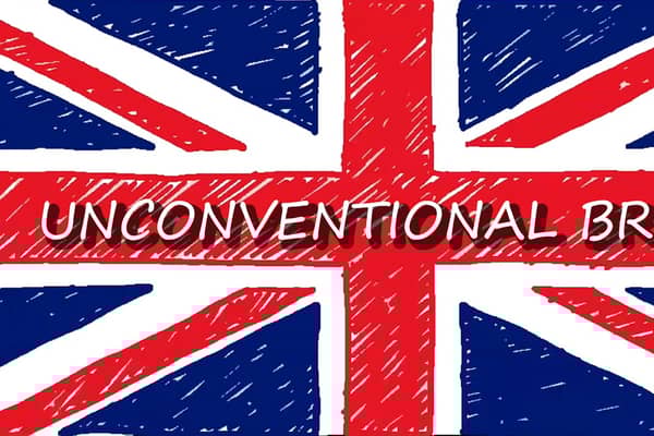 UK flag with Unconventional Brits title