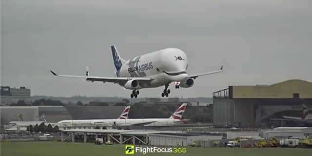 Airbus Beluga lands at Heathrow Airport on September 9 2024.