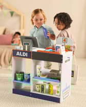 Aldi is launching its new wooden toy Specialbuys event featuring a checkout till, pictured