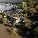 River Severn in Bridgnorth rises above 'property flooding' watermark towards its peak. 