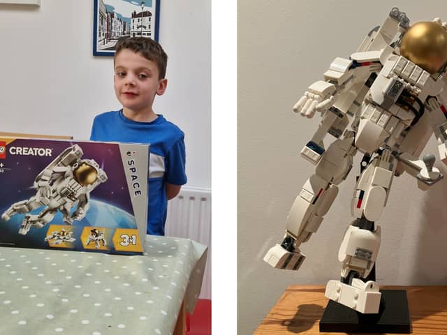 Eddie Morton with the Lego Creator astronaut kit