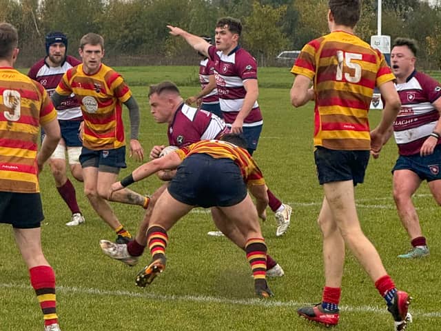 Callum Hudson on the charge for Bletchley against Bicester