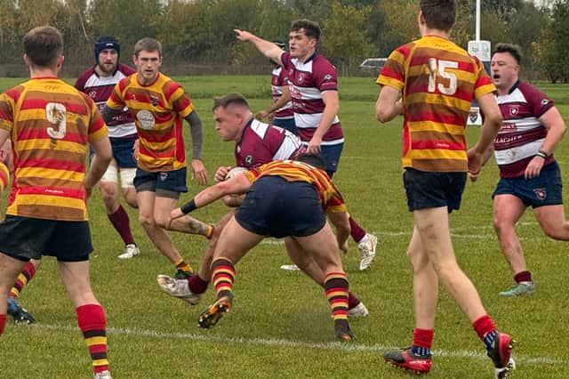 Callum Hudson on the charge for Bletchley against Bicester