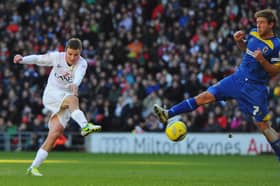 Stephen Gleeson scored the first goal between MK Dons and AFC Wimbledon in spectacular fashion in 2012