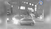 CCTV captures the moment three mourners are shot in a drive-by shooting at a funeral.