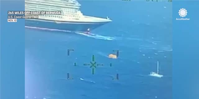 Disney cruise ship comes to the rescue of a sinking boat.