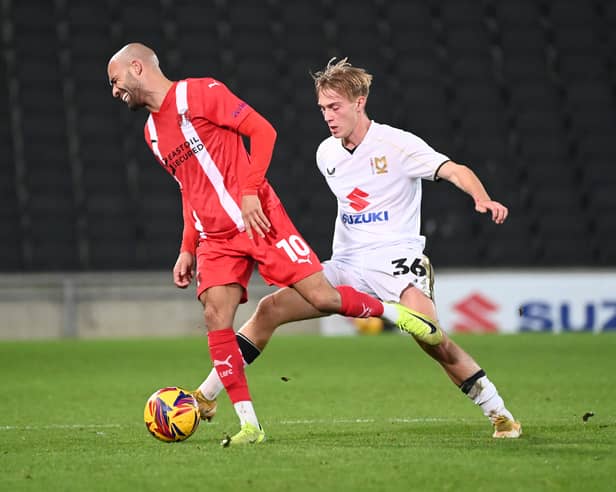 Charlie Stirland getting the better of Leyton Orient's Jordan Graham