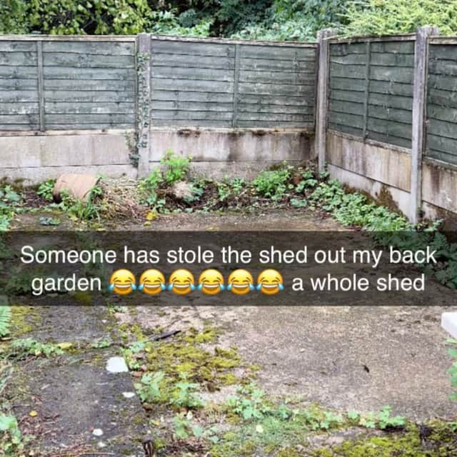 The spot where Leah's shed once sat at her property in Bolton, Greater Manchester.