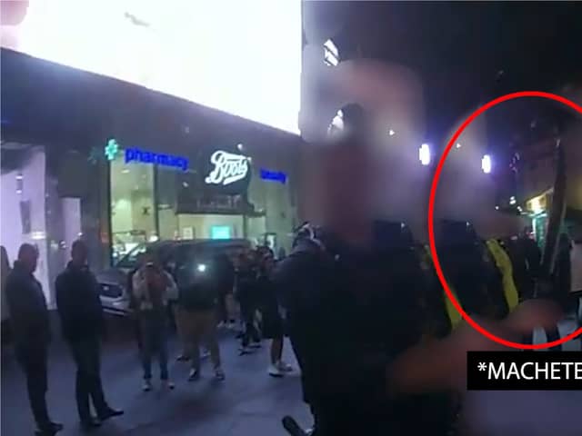 Police uncover huge machete during arrest of phone thief.