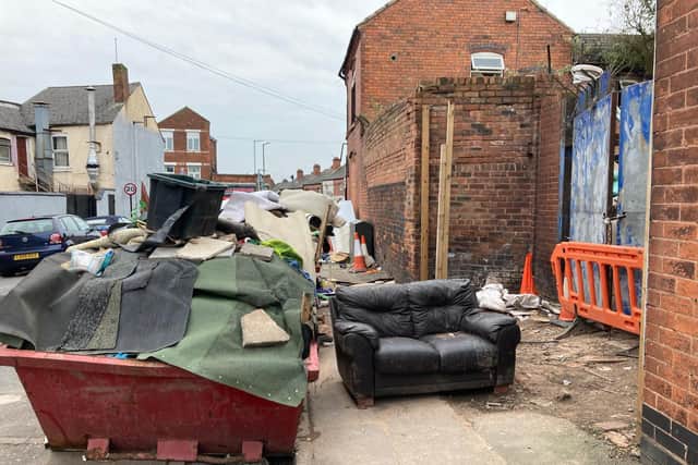 A sofa is among the items on the pavement in Dalkeith Street, Walsall