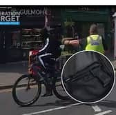 Cop tackles masked e-bike rider and finds loaded gun