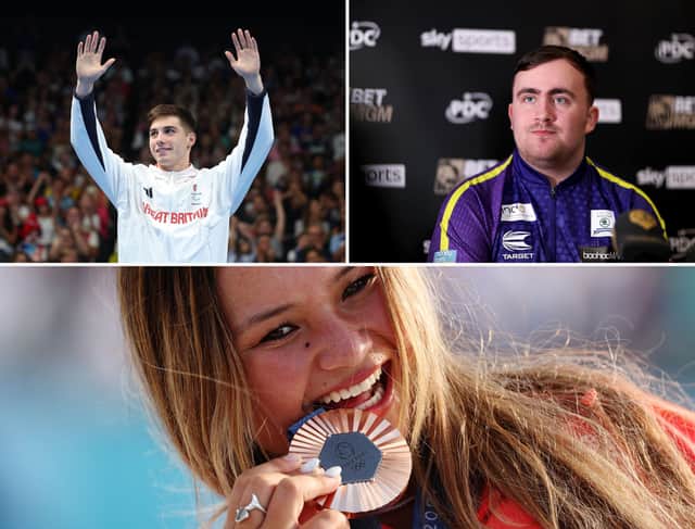 Top L - William Ellard. Top R - Luke Littler, Bottom - Sky Brown. Photo: Getty Images