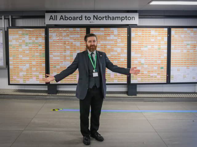Elliot Badger with his huge collection of railway tickets. 