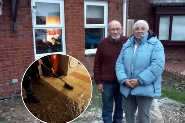 Peter and Patricia Clarke outside their home in Grange Park, Swindon, which has been flooded 20 times over the past three years.