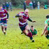 Bletchley centre Matt Dennis on the charge