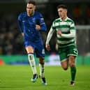 Darragh Burns battles with Chelsea's Harvey Vale at Stamford Bridge