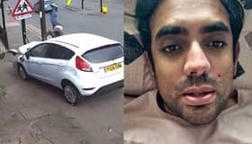 Mridhul Kombara was thrown into the air when a car mounted the pavement and hit him.